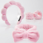 Set de diadema y muñequeras para el cuidado facial