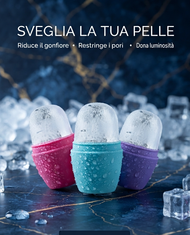 Rodillo facial de hielo de silicona platino para masajes y cuidado de la piel